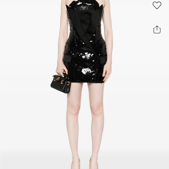 black balmain dress Balmain // Velvet Padded Shoulder Dress  VSP Consignment